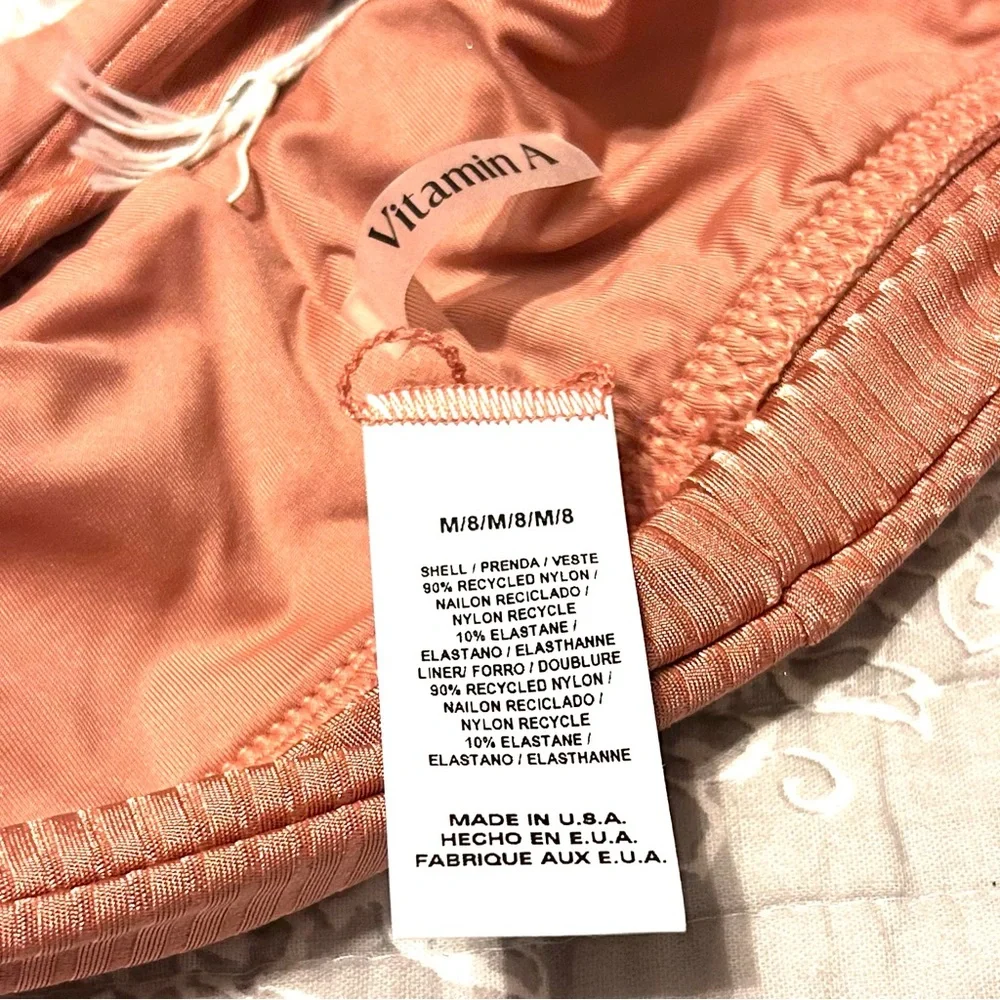 NWT • VITAMIN A • Sienna Tank Ribbed Bikini Top in Pink Sands Shimmer - Picture 7 of 7